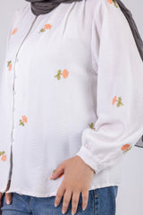 Embroidered Floral White Shirt