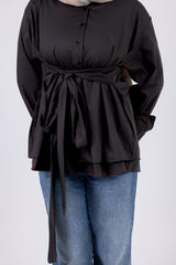 Poplin Shirt with Waist Tie Belt