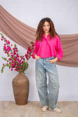 Hot pink cropped chemise for modest layering