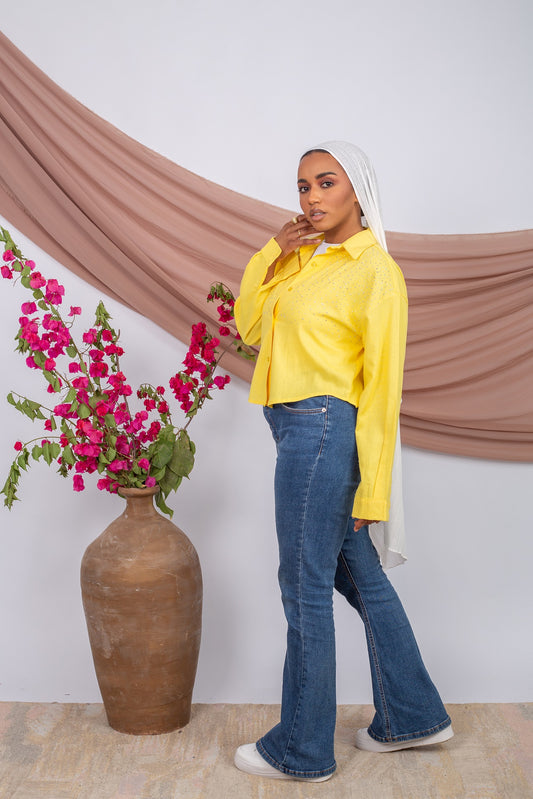 Yellow cropped chemise for modest