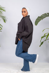 Black essential chemise with modest