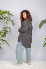 Black lined chemise with tailored fit and modest