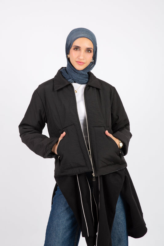 Cozy Zip-Up Jacket - Black