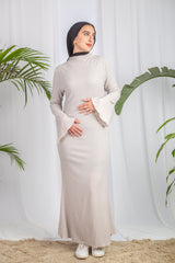 Long-Sleeve Maxi Dress in Beige 
from Bezravoga – modest, lightweight, breathab