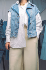 Light beige modest flow pants for women