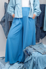 Blue modest loose-fit pants for women