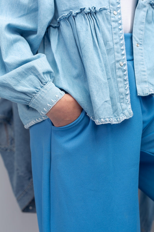 Blue modest loose-fit pants