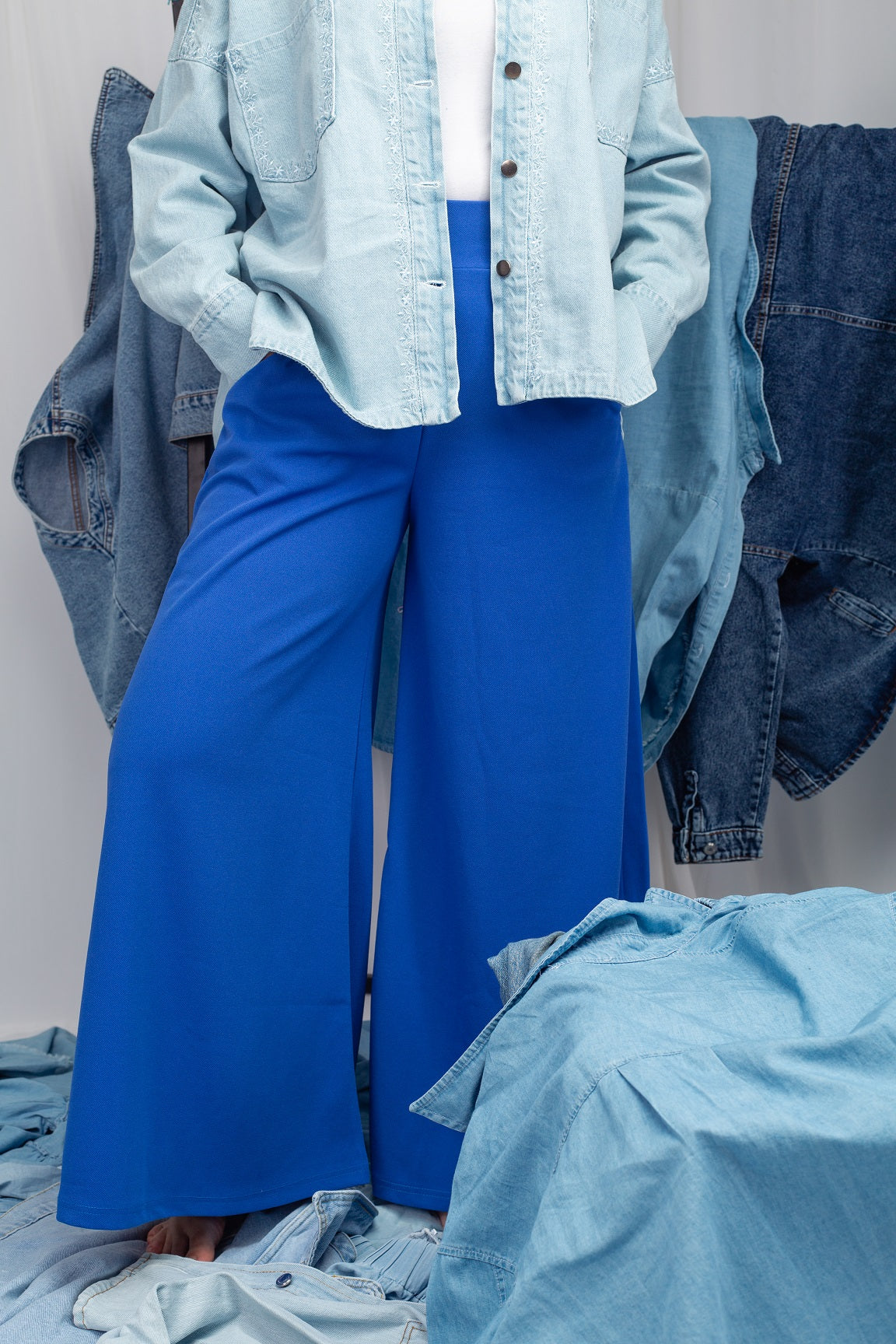 Royal blue loose modest pants for women