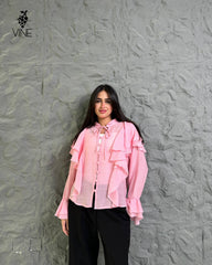 Ruffle Tie-Neck Blouse