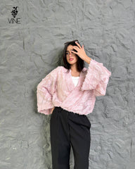 Textured Chiffon Cotton Cardigan