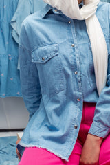 Ice Chemise in  soft denim, chest pockets