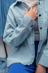 Light denim jacket with embroidery in 
– relaxed