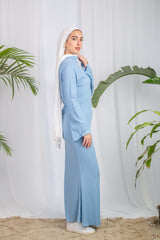 Long-Sleeve Maxi Dress in Baby Blue from Bezravoga – modest