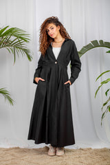 Orla Dress in Black – full-length, tailored fit