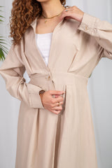 Orla Dress in Beige – full-length