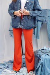 Orange Sleek Fit Pants – stretchy fabric with flare