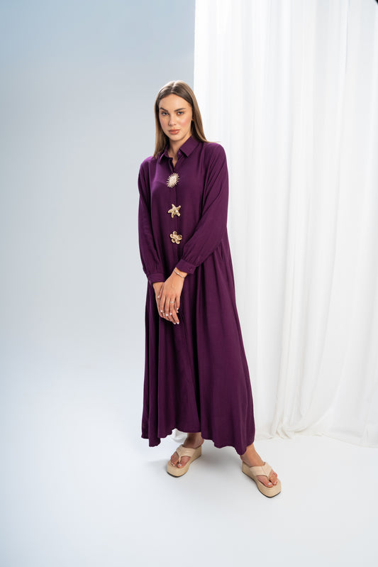 Brooch Linen Dress