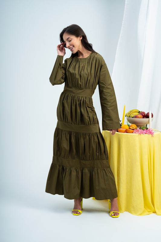 Tiered Poplin Dress