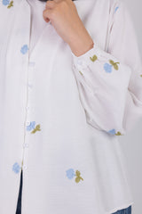 Embroidered Floral White Shirt