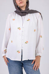 Embroidered Floral White Shirt