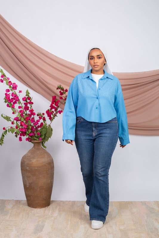 Cropped Chemise -Blue