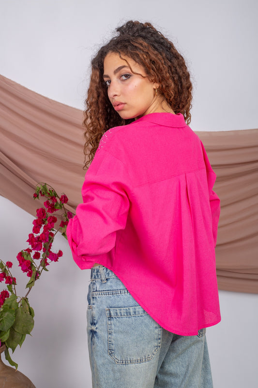 Hot pink cropped chemise for modest 