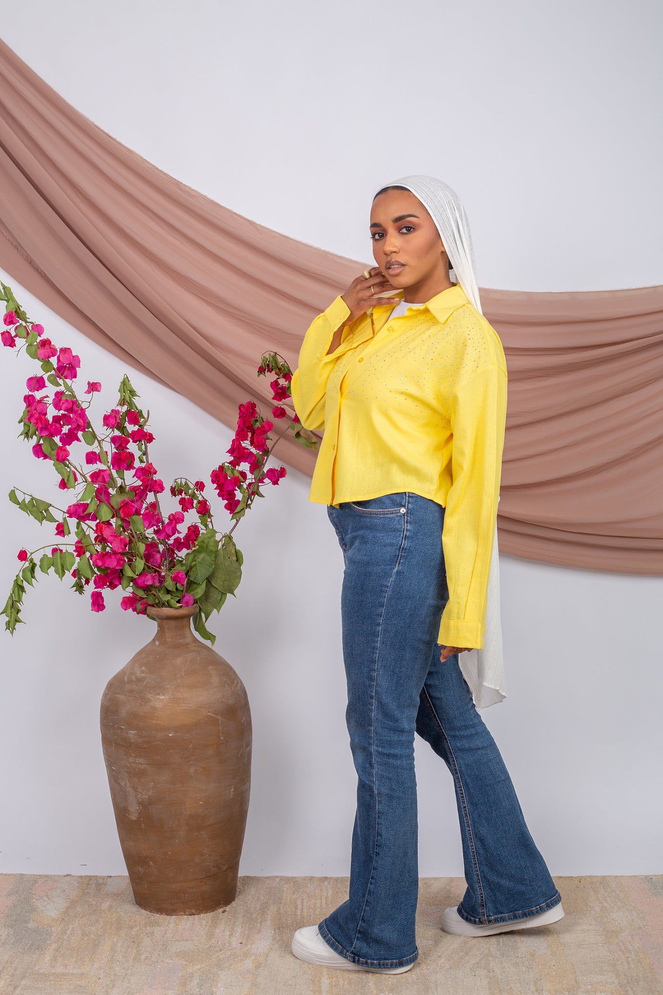 Yellow cropped chemise for modest 
