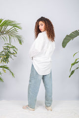 White essential chemise with modest length and clean 