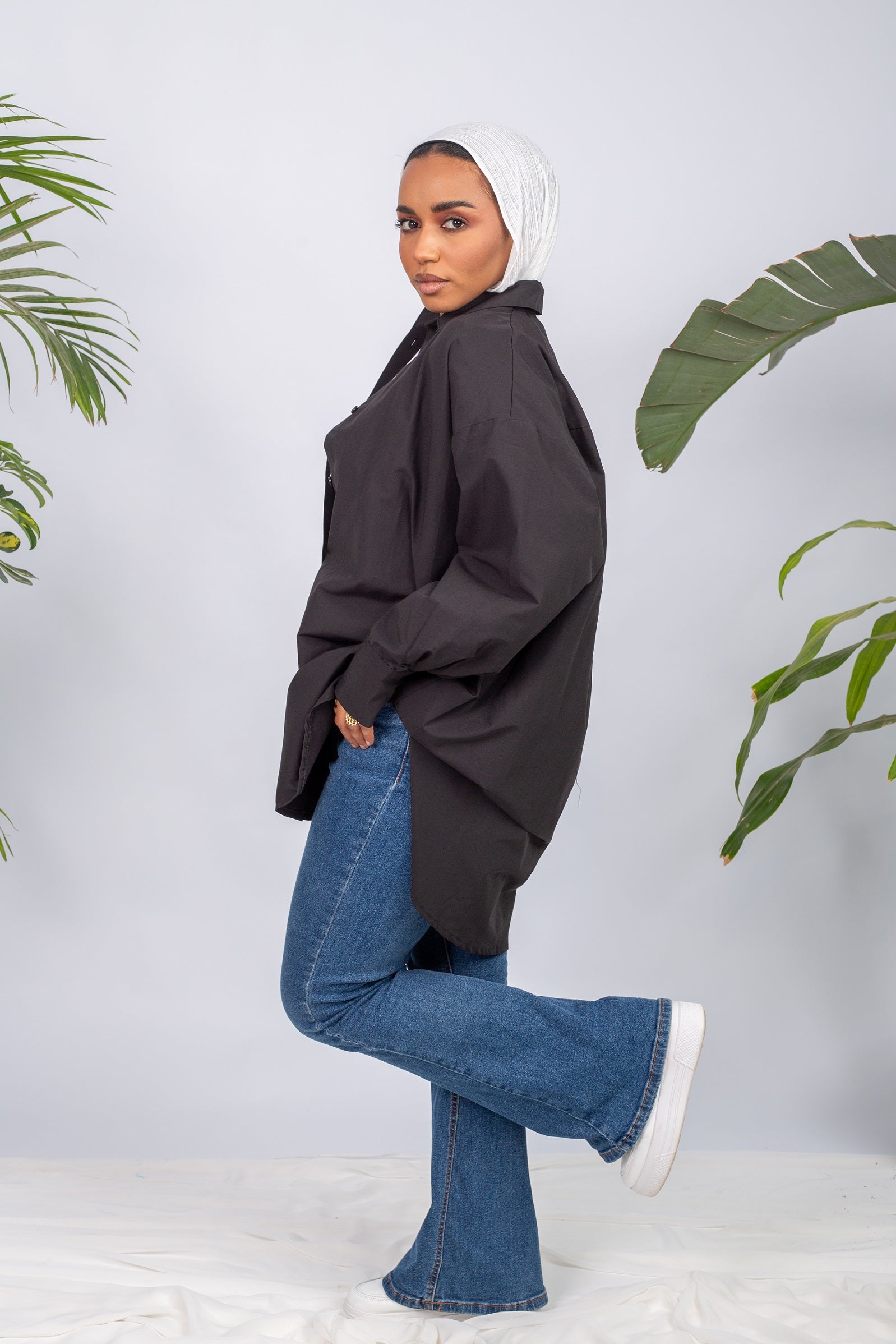 Black essential chemise with modest 