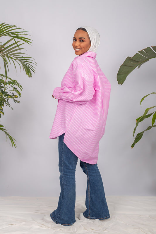 Pink lined chemise with long sleeves 