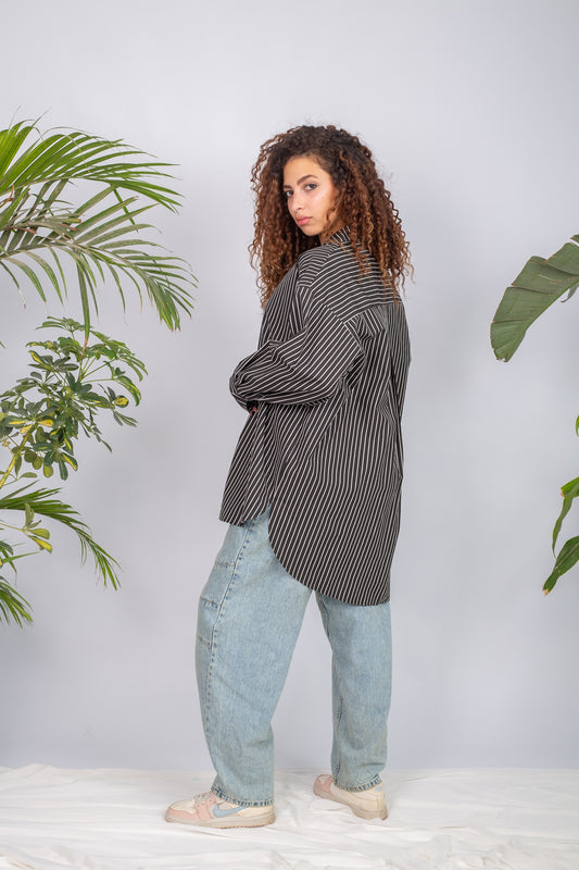 Black lined chemise with tailored fit and modest 