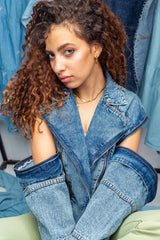 Oversized sleeveless denim