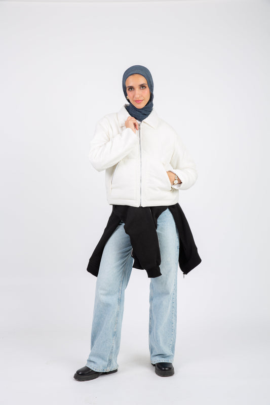 Cozy Zip-Up Jacket  - White