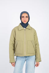 Cozy Zip-Up Jacket  - Olive