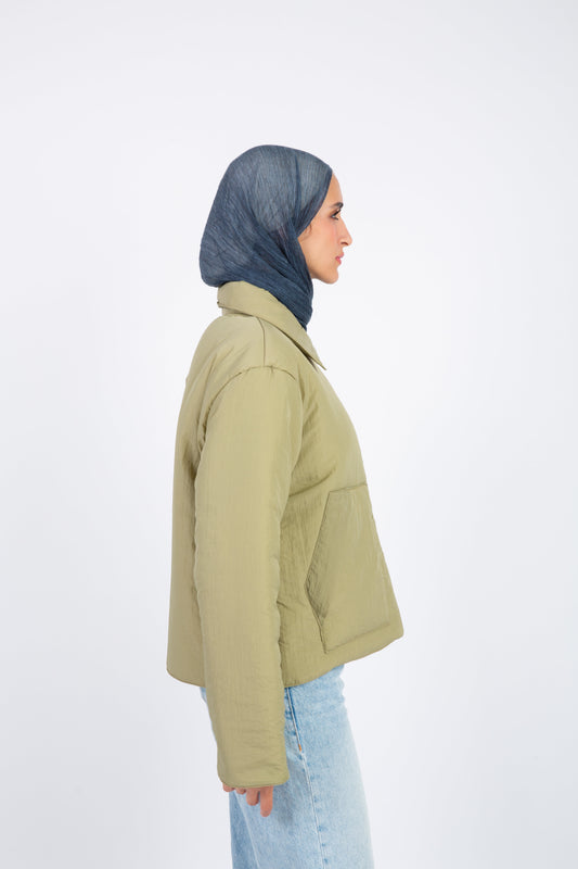 Cozy Zip-Up Jacket  - Olive