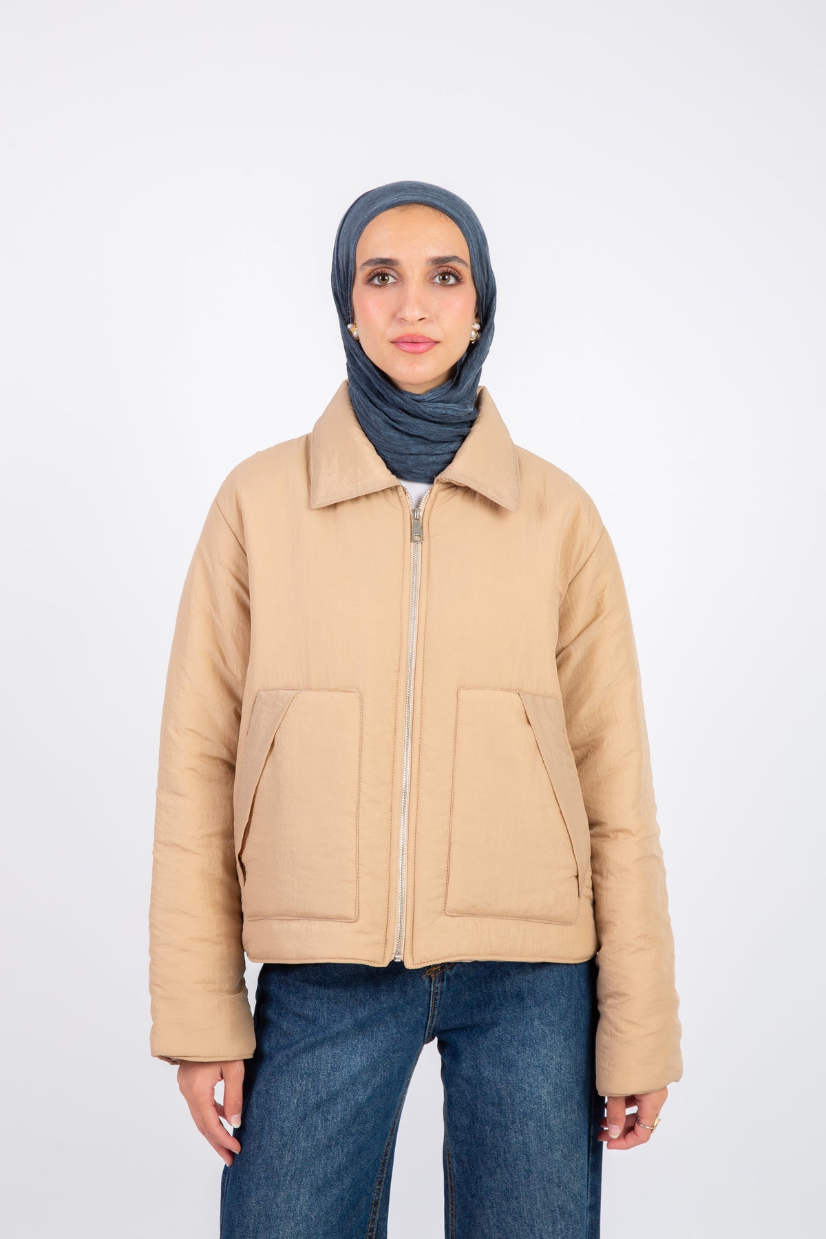 Cozy Zip-Up Jacket  - Beige