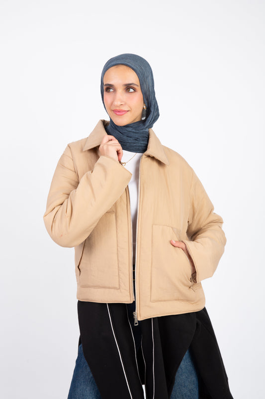 Cozy Zip-Up Jacket  - Beige