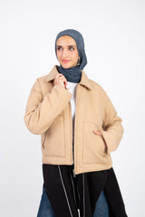Cozy Zip-Up Jacket  - Beige