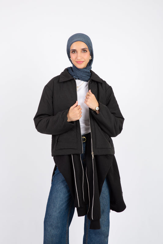 Cozy Zip-Up Jacket  - Black