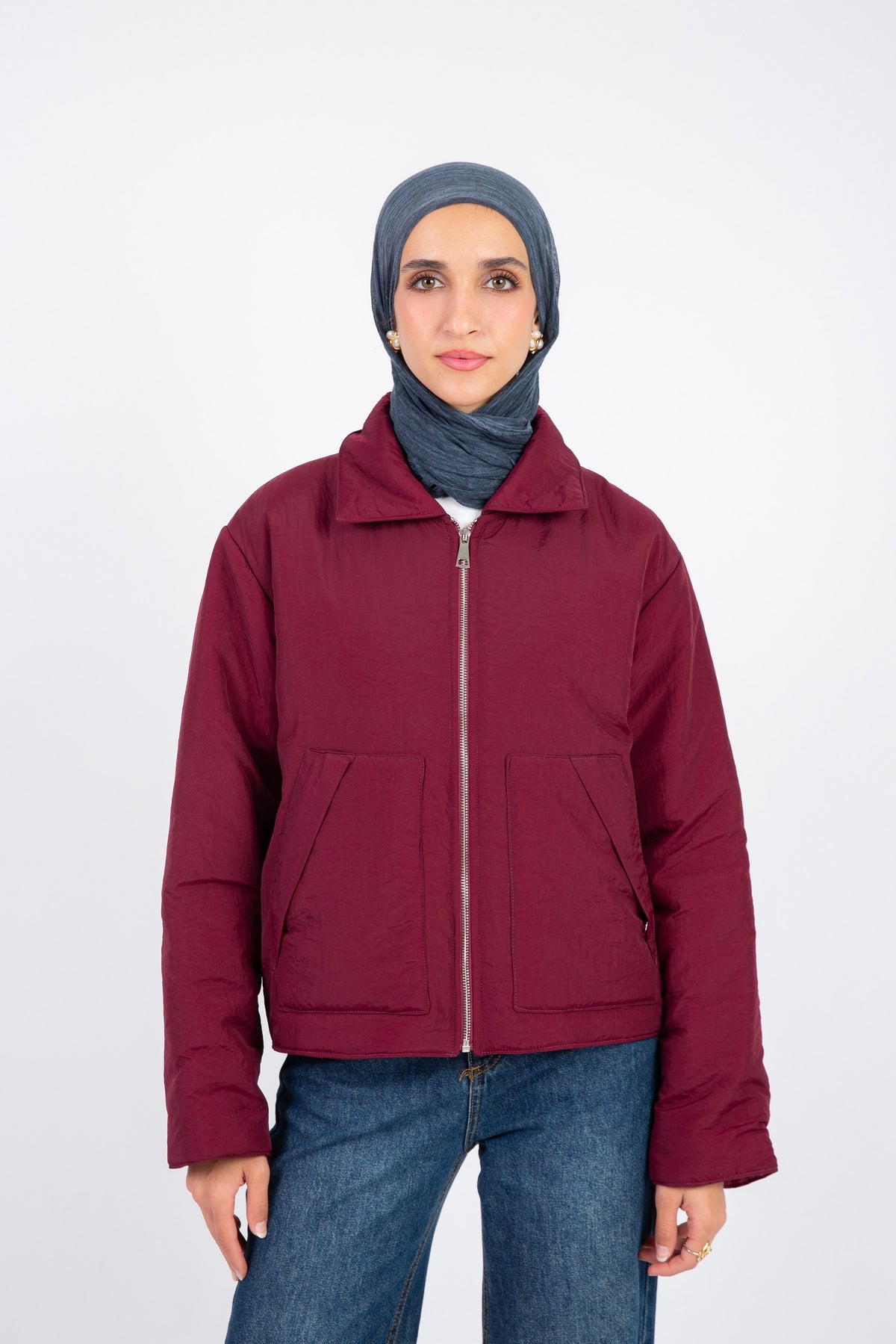 Cozy Zip-Up Jacket  - Winered