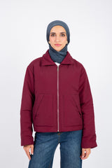 Cozy Zip-Up Jacket  - Winered