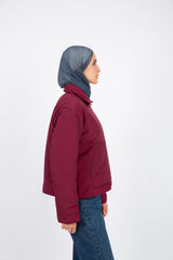 Cozy Zip-Up Jacket  - Winered