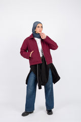 Cozy Zip-Up Jacket  - Winered