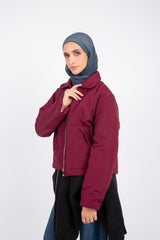Cozy Zip-Up Jacket  - Winered