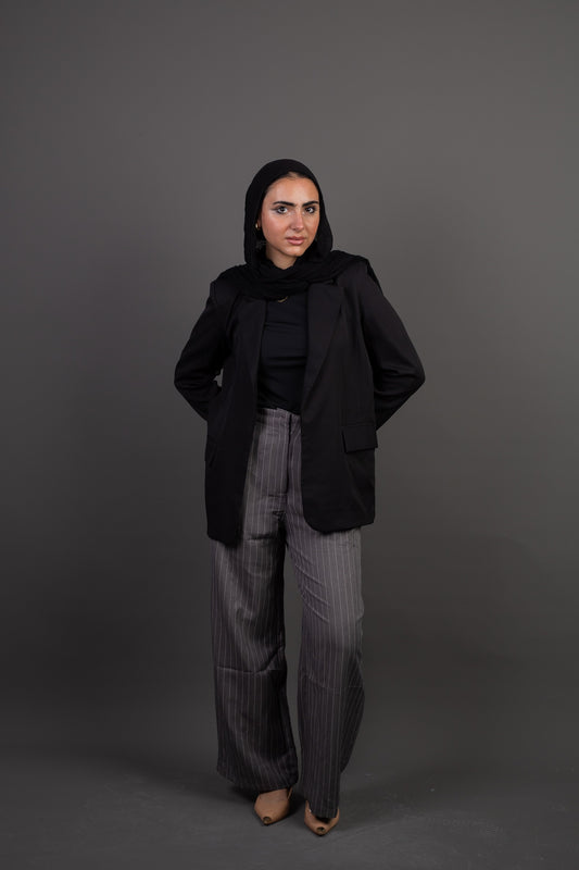 Striped Pants - black