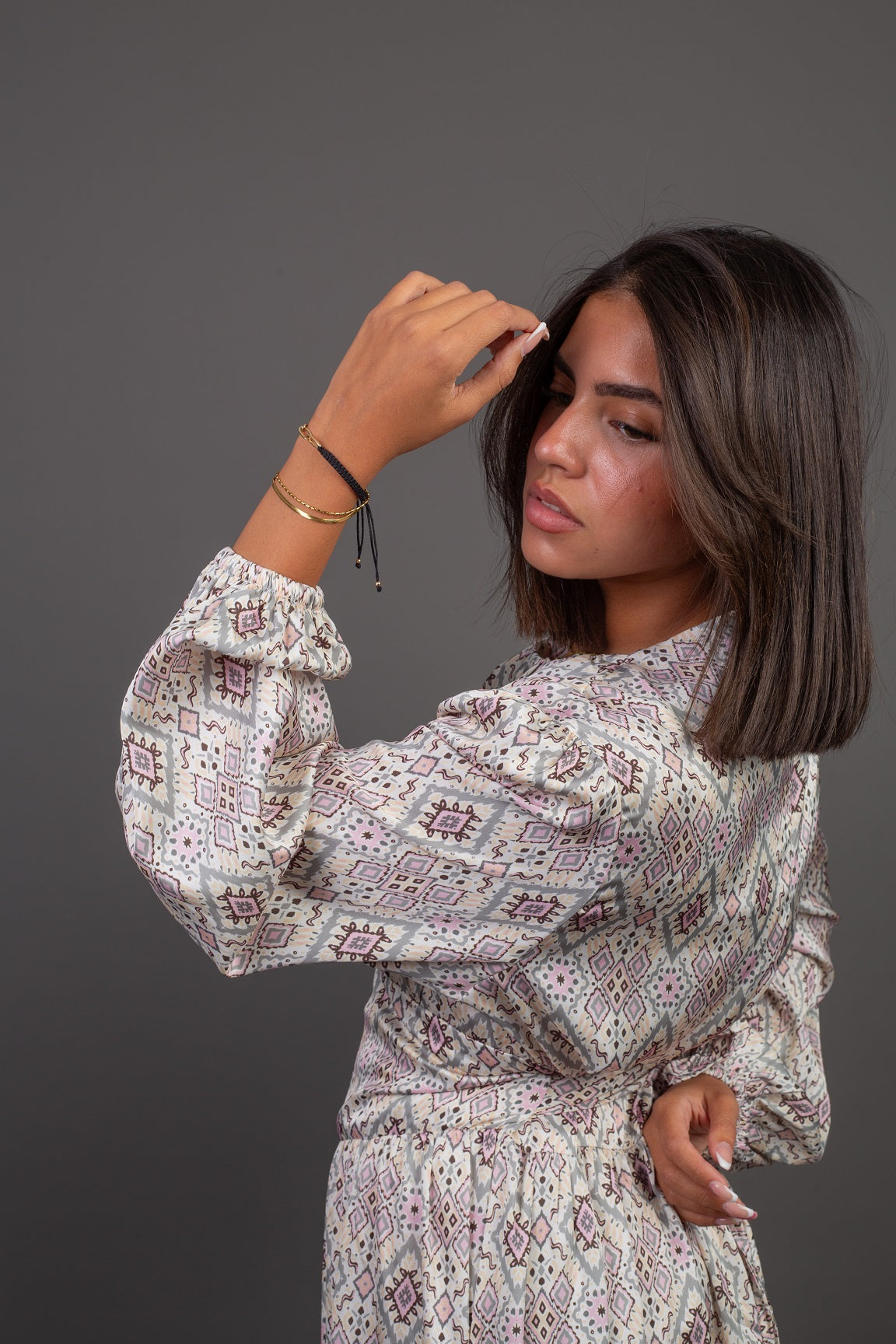 Waist Belt Dress - Light Gray