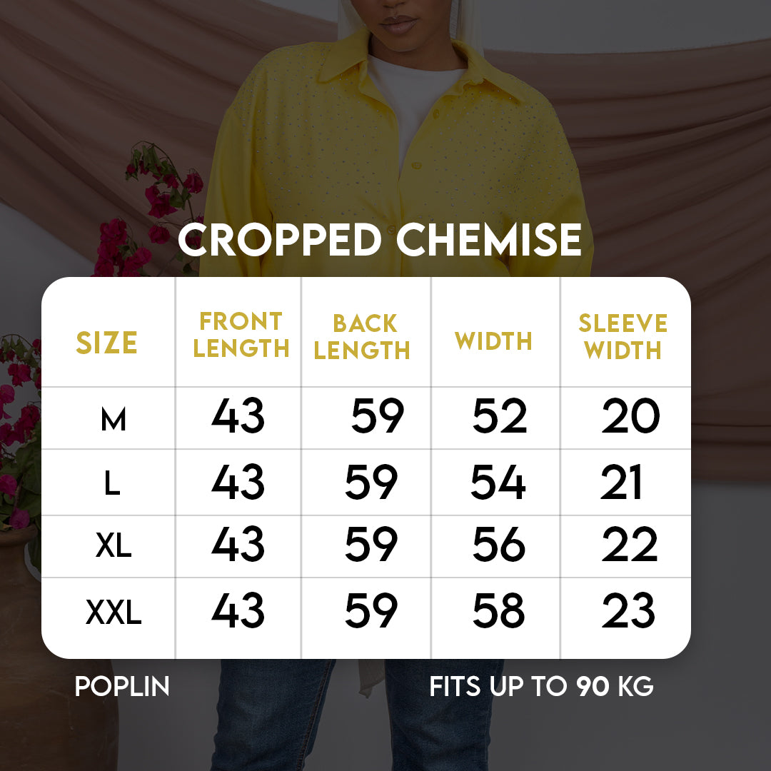 Size chart for Cropped Chemise-Hot Pink