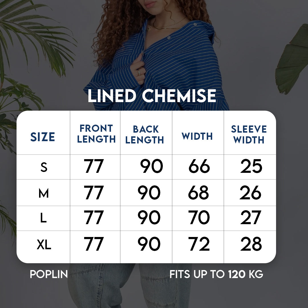 Size chart for Lined Chemise-Black