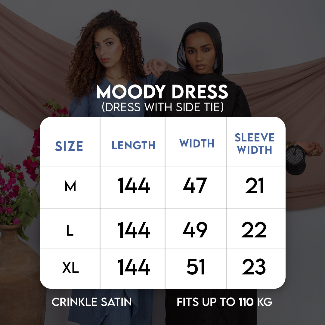 Size chart for Moody Dress -Black