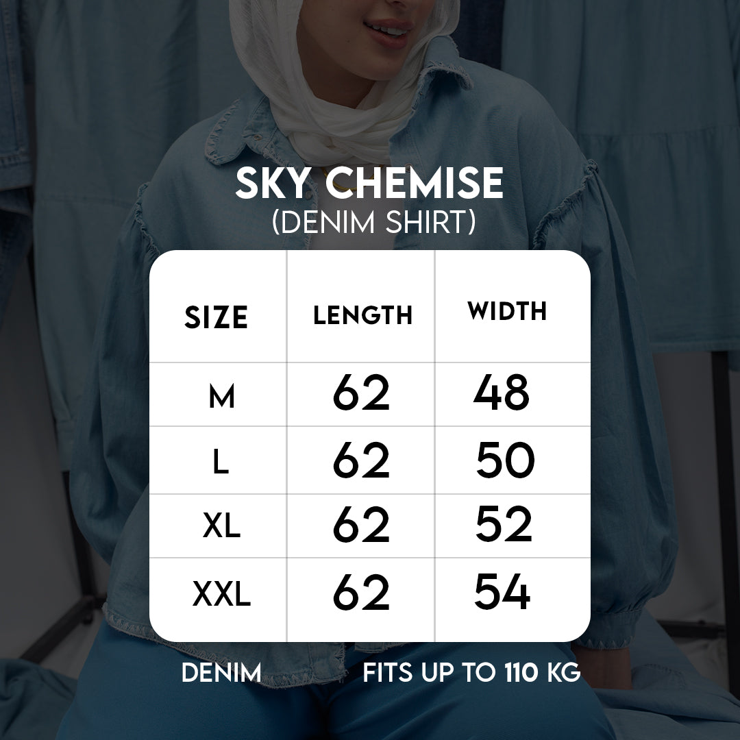 Size chart for Sky Chemise